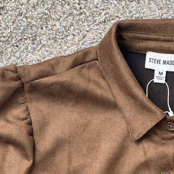 Steve Madden Preppy Old Money Brown B Faux  suede Top - Picture 8 of 13